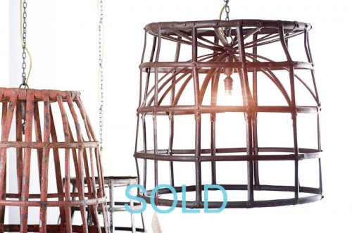 LARGE METAL BON BON BASKET LAMP