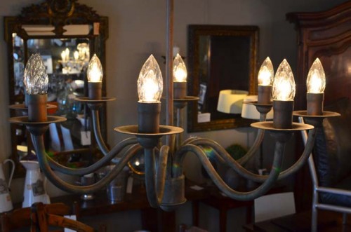 METAL CANDELABRA WITH BRONZED PATINA