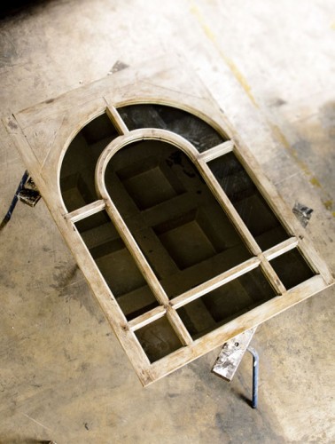 19th CENTURY FRENCH PAINTED WINDOW MIRROR