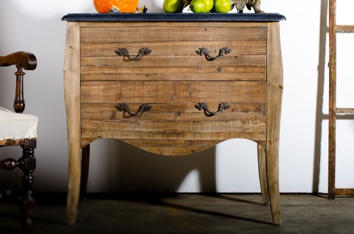 DRIFTWOOD OAK COMMODE WITH SLATE TOP