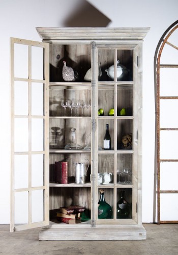 FRENCH TIMBER GLAZED DOOR CUPBOARD