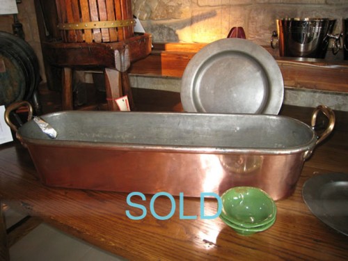 FRENCH 19th C. TIN LINED COPPER FISH KETTLE c.1870
