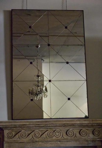 AGED DIAMOND PANED MIRROR