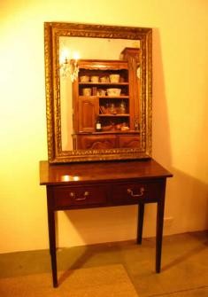 19th C. MIRROR WITH CARVED AND GILDED TIMBER FRAME c.1879