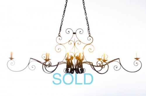 FRENCH FORGED METAL 10 ARM CHANDELIER DEEP BRONZE FINISH
