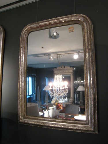 SMALL NAPOLEON III SILVER GILT MIRROR