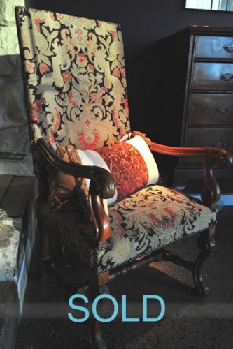 FRENCH OAK HIGHBACK LOUIS XV STYLE FAUTEUIL