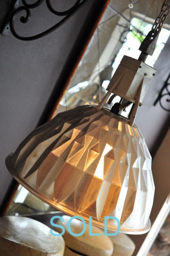 PAIR OF POLISHED ALUMINIUM INDUSTRIAL LIGHTS