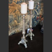 PAIR OF FRENCH BRONZE AND SILVER TORCHIERES c.1875