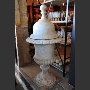ITALIAN MARBLE LIDDED URN ON PEDESTAL