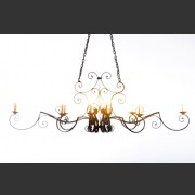 FRENCH FORGED METAL 10 ARM CHANDELIER DEEP BRONZE FINISH
