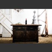 INDUSTRIAL TIMBER-TOPPED SIDE TABLE