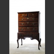 18th C. ENGLISH QUEEN ANNE OAK CHEST ON STAND