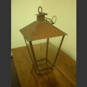 METAL LANTERN WITH COPPER VERDI GRIS FINISH
