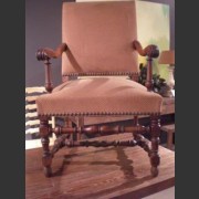 19TH C FRENCH WALNUT HIGH BACK ARMCHAIR