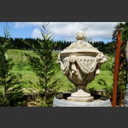 RECONSTITUTED STONE DRAPED URN WITH LID