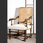 PAIR WALNUT FAUTEUIL LOUIS XIII STYLE c. 1810