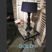 19th C. METAL SCROLL NOW CONVERTED TO COFFEE TABLE WITH GLASS TOP