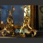 19th C. PAIR OF FRENCH BRONZE ROCOCCO CHENETTES 