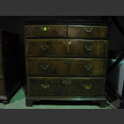 ENGLISH 18th C. FIVE DRAWER WALNUT CHEST ON BRACKET FEET