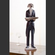 PAINTED BUTLER DOG WITH SERVING PLATTER