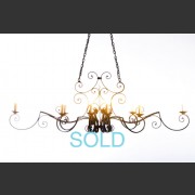 FRENCH FORGED METAL 10 ARM CHANDELIER DEEP BRONZE FINISH