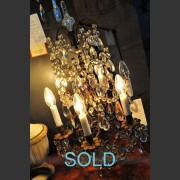 PAIR OF FRENCH BRONZE CRYSTAL 3 TIER GIRANDOLES