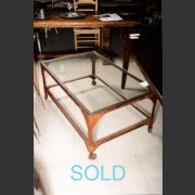 RECTANGLE INDUSTRIAL METAL COFFEE TABLE WITH GLASS TOP
