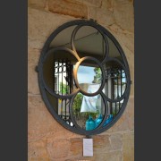 PAIR FRENCH ROUND CHURCH WINDOWS CONVERTED TO MIRRORS