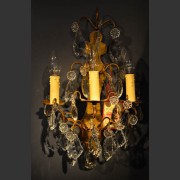 PAIR FRENCH 3 ARM BRONZE SCONCE