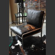 EUROPEAN LEATHER AND METAL CLUB CHAIR